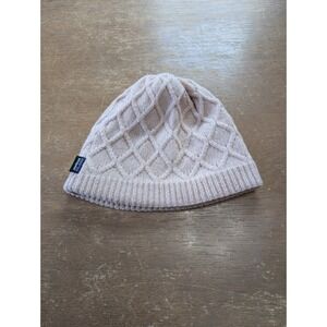 Patagonia Womens Diamond Cable Knit Beanie Fleece Lined Winter Hat Blush Pink